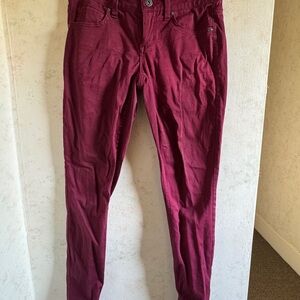 Burgundy Slim Fit Low Rise Pants